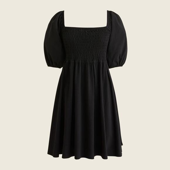 J. CREW Broken-in Jersey Smocked Babydoll Dress Size Small 2022 Black Mini - Picture 1 of 7